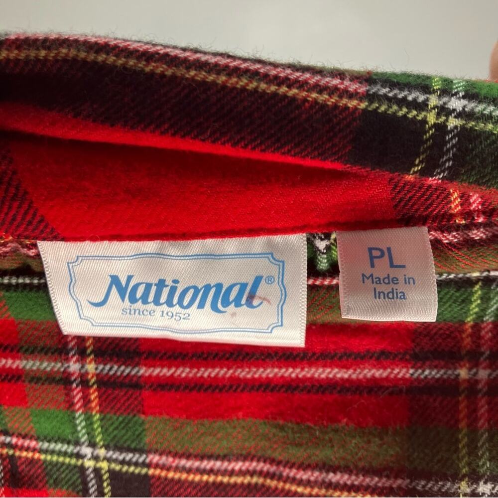NWT NATIONAL Carolina Flannel Gown Plaid LP Large Petite - Picture 3 of 5